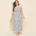 thumbnail image 2 of Vestido HUOGUO para mujer, talla grande, hombros descubiertos, estampado floral, 2 of 5
