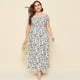thumbnail image 2 of Vestido HUOGUO para mujer, talla grande, hombros descubiertos, estampado floral, 2 of 5