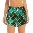thumbnail image 2 of Salouo Green Mosaic Glass Print Women's 2 in 1 Running Shorts Double-Layer Shorts Athletic Workout Gym Yoga Shorts Running Shorts for Women-Large, 2 of 7