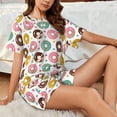 thumbnail image 4 of Daiia Colorful Donuts Pattern Womens Pajama Sets Short Sleeve Pajamas for Women Sets Soft Lounge Sets Casual Round Neck Sleepwear PJS-3X-Large, 4 of 7