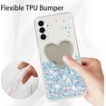 thumbnail image 3 of Luminous Glow in The Dark Case for Samsung Galaxy S24 FE, TPU Soft Bling Glitter Cover with Heart-Shaped Makeup Mirror, Fluorescent Shine Slim Protective Case for Galaxy S24 FE YGJ-White, 3 of 15