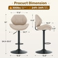 thumbnail image 3 of Hawsaiy Swivel Bar Stools Set of 4, Adjustable Height Faux Leather Bar Stools with Back, Double-Layer Upholstered Counter Height Bar Chairs for Kitchen Island, Khaki, 3 of 10