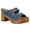 Blue Denim, variant on Women Open Toe Platform Sandals Wooden Chunky Mid Heel Slides Double Buckle Straps Rivet Studded Shoes Size 8.5 Brown