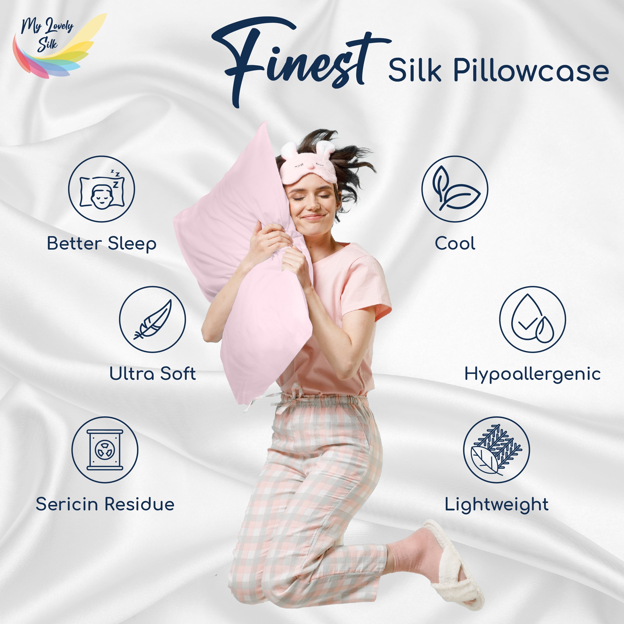 King Pillowcase silk pink