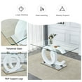 thumbnail image 3 of Glass Dining Table, Large Modern Minimalist with Tempered Glass Tabletop, MDF OC Shaped Bracket and Metal base, Rectangular Table for 6-8 People, Dining Room,Kitchen, Living Room, Transparent+White, 3 of 7