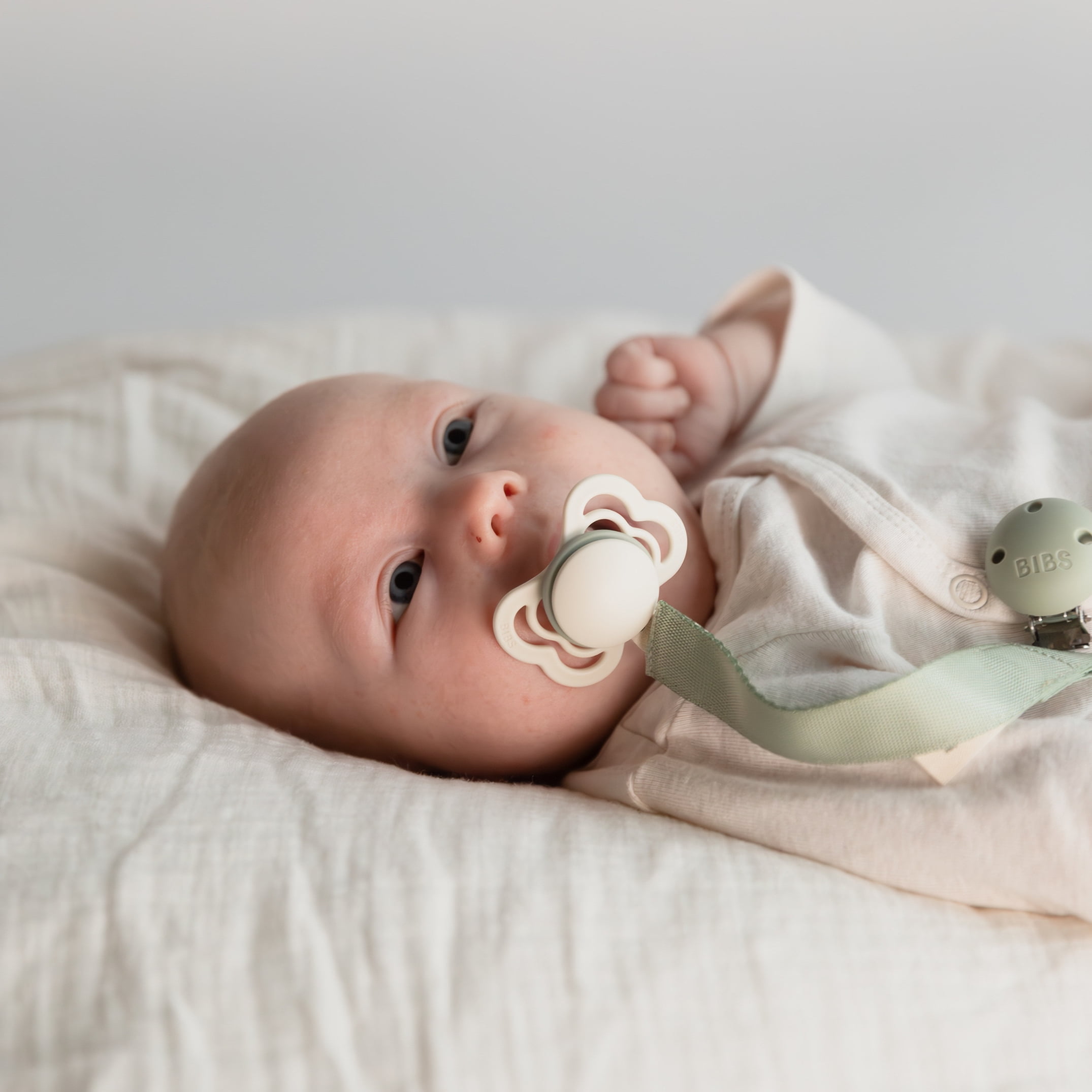 BIBS Pacifier Clip, Ribbon Sage, Infant