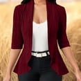 thumbnail image 6 of VBVC Women's Drape Front Open Cardigan, Ladies' 3/4 Sleeve Cable Knit Shawl Collar Top, Casual Slim Fit Summer Outwear For Women, Red , S-2XL, 6 of 9