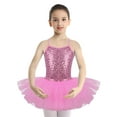 thumbnail image 2 of Aiihoo Kids Girls Sequin Ballet Dance Dress Tutu Skirted Leotard Ballerina Gymnastics Dancewear Pink 5-6, 2 of 7