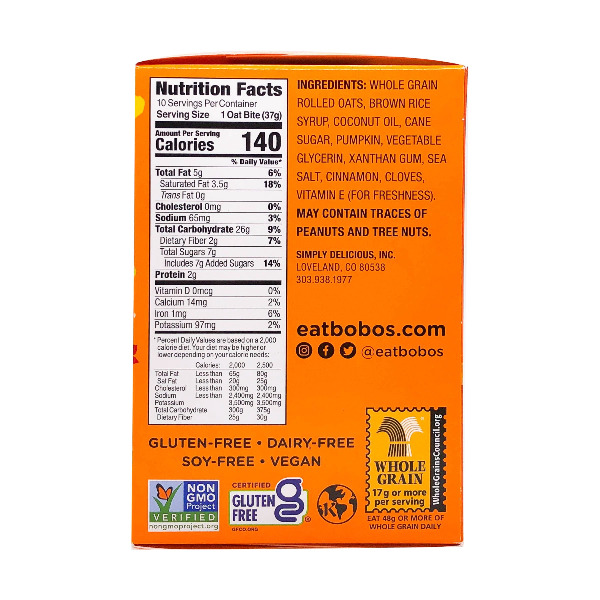 Bobos Limited Edition Pumpkin Spice 10 Oat Bites BB 6/16/23