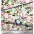 thumbnail image 3 of Soimoi Moss Georgette Fabric Leaves,Floral & Hummingbird Bird Decor Fabric Printed Yard 42 Inch Wide, 3 of 3
