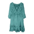 thumbnail image 4 of Swimsuit Coverup for Women Boho Lace Half Sleeve V Neck Loose Flowy Mini Dress Beach Cover Up Bathing Suit Dress, 4 of 4