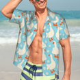 thumbnail image 5 of KLL Men's Hawaiian Shirt Short Sleeve Button Down Beach Shirts-White Geese and Flower, 5 of 5