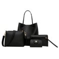 thumbnail image 2 of Bolsa 4 unids/set Litchi patrón mujeres hombro Crossbody bolsos embrague (negro) Tmvgtek Para estrenar, 2 of 9