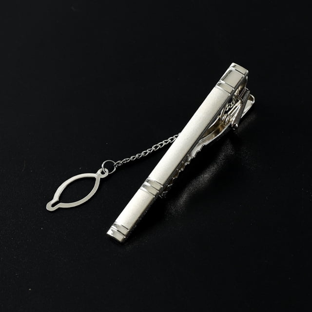 Clip de corbata geométrico plateado para hombre, clip de corbata de moda simple, clip de corbata con personalidad Jacquard, accesorios