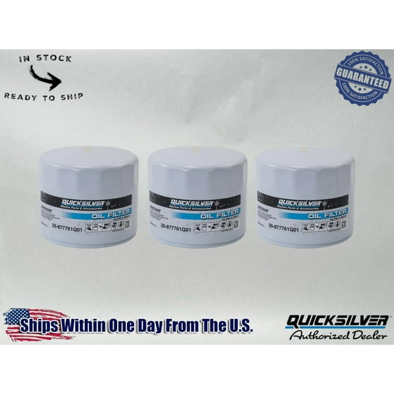 Quicksilver OEM Oil Filter Mariner Force Fits 75/90/115 hp OB 877761Q01-3PACK