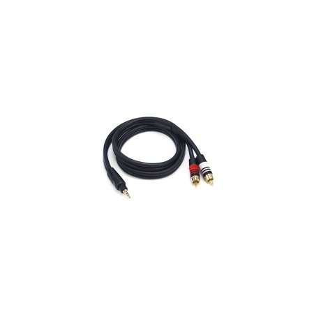UPC: 0844660055976 | Monoprice Premium 3  Gold Plated 3.5mm Stereo Male to 2-RCA Male 22AWG Cable Black 105597