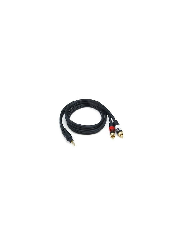 Monoprice Premium 3' Gold Plated 3.5mm Stereo Male to 2-RCA Male 22AWG Cable Black 105597