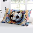 thumbnail image 5 of Sports Football Throw Pillow Cover, Colorful Graffiti Painting Rectangle Decorative Pillow Case Protector Soft Cushion Cover Lumbar Pillowcase for Couch Sofa Bedroom Car Chair Decor 20x26 Inch, 5 of 8