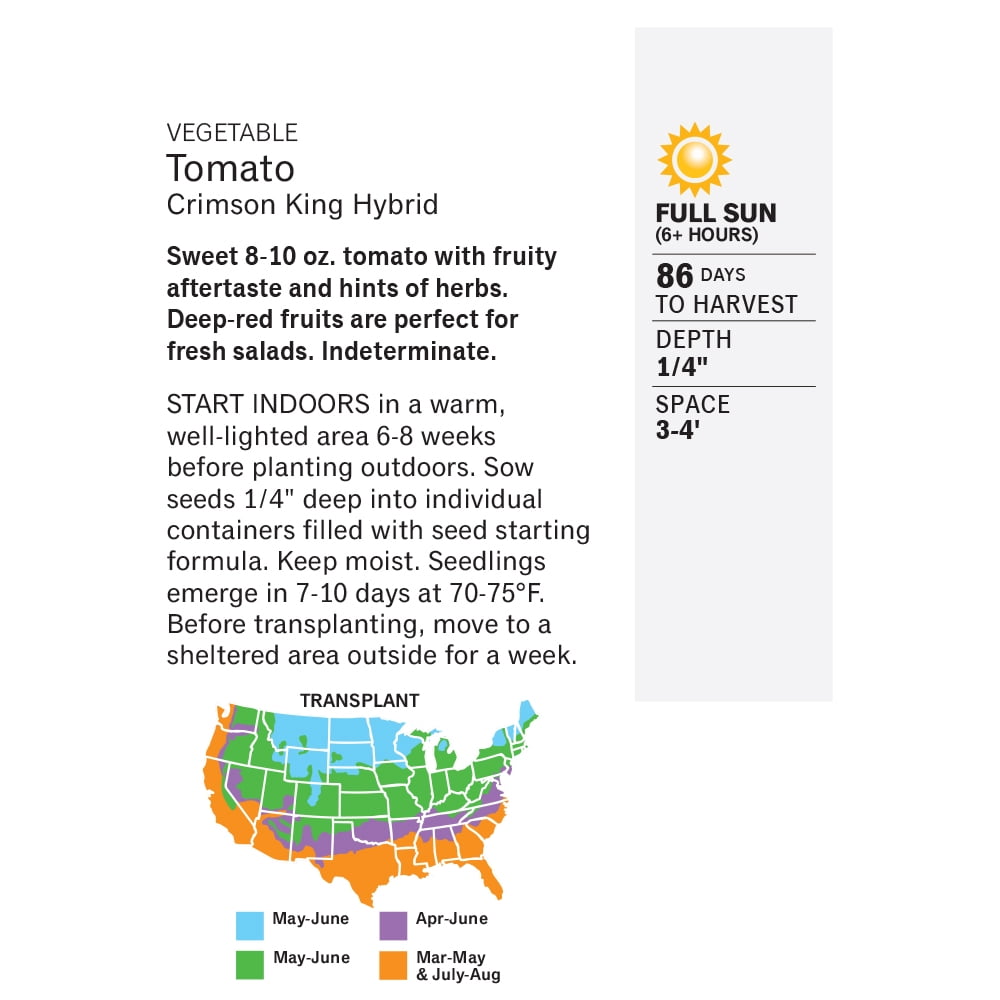 Burpee Crimson King Tomato Vegetable Seed, 1-Pack