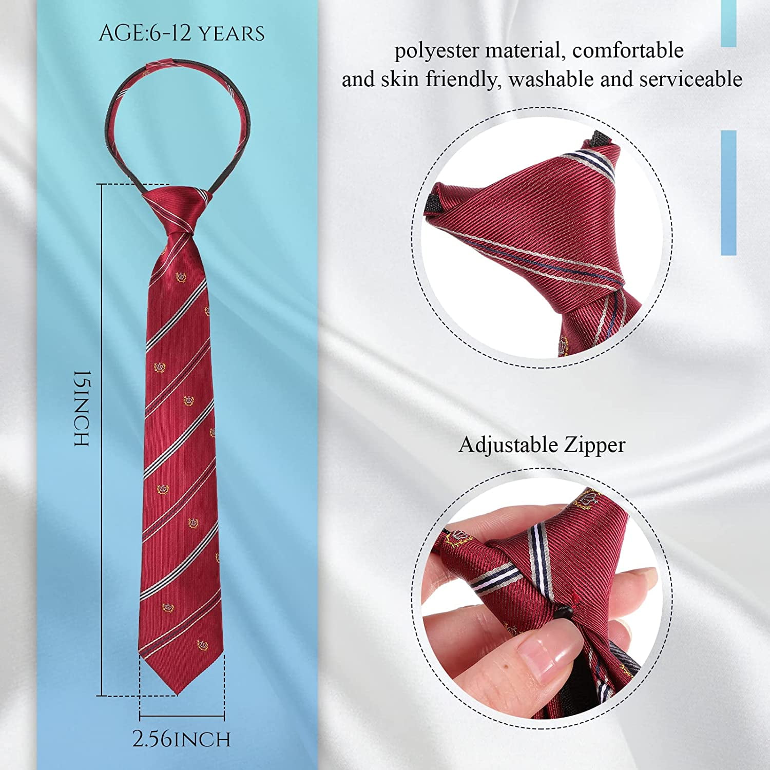  Sucrain 5pcs Boy's Necktie Pre-tied Adjustable Neck Strap Tie  for Wedding Graduation School Cosplay Uniforms: Clothing, Shoes & Jewelry