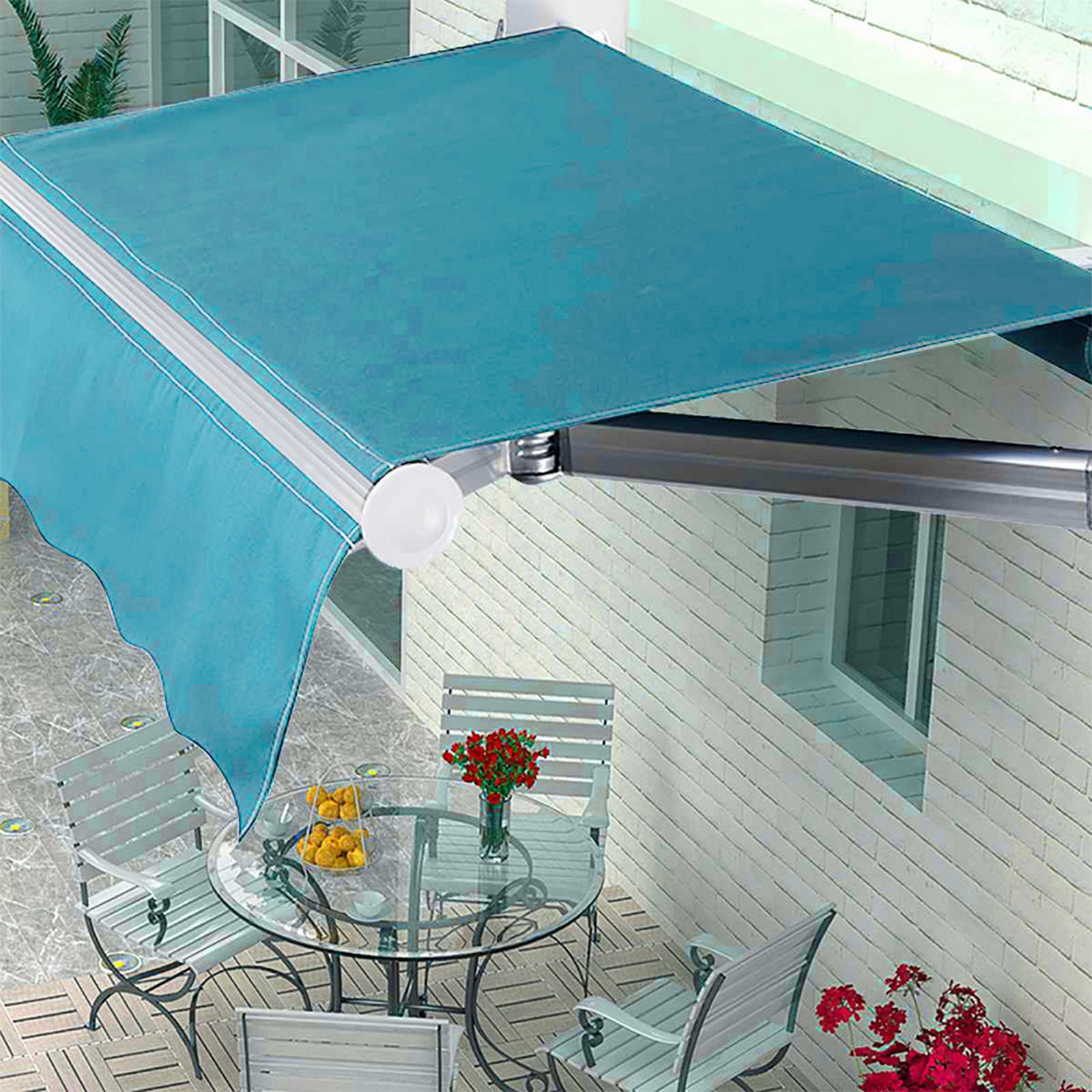 3.5x2.5m Retractable Manual Awning Canopy Patio Sun Shade Shelter Yellow Stripe 