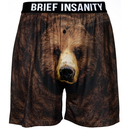 Men's Boxer Shorts Underwear by Brief Insanity Bear Cheeks Grizzly (Best Affordable Men's Underwear)
