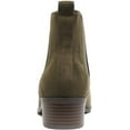 thumbnail image 5 of Soda Women Ankle Boots Elastic Sides Slip On Booties Block Heel Suede TEAPOT-S Khaki Green Olive 9, 5 of 5