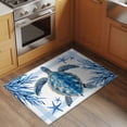 thumbnail image 2 of 2x3 Ft Entryway Area Rug, Ocean Turtle Kitchen Rug Runner Washable Floor Mat, Blue Coastal Starfish Coral Stripes Retro Non Slip Indoor Door Mat Throw Carpet for Bathroom Living Room Bedroom, 2 of 8