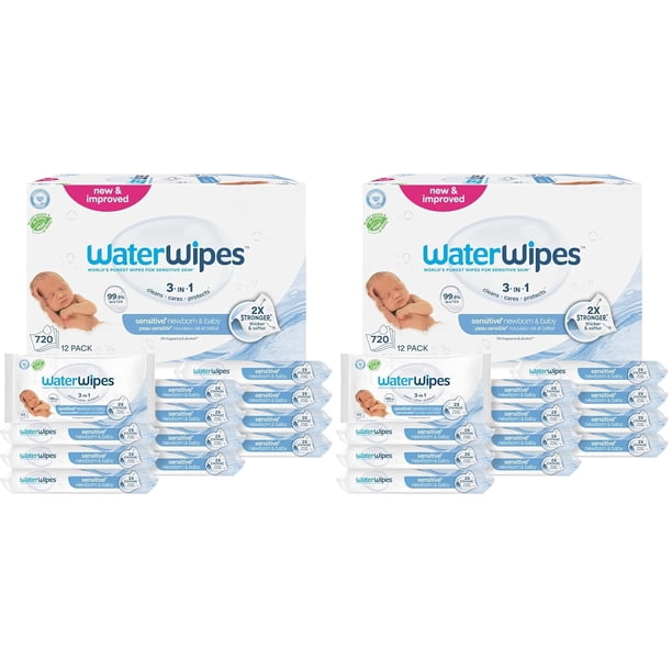 Toallitas húmedas para bebé WaterWipes Sensitive+ 3 en 1 sin fragancia 1440 unidades