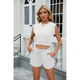 thumbnail image 5 of XCHQRTI Summer Casual Outfits Women's Short Sleeveless Tshirt and High Waisted Drawstring Shorts, 5 of 9