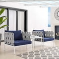 thumbnail image 3 of Modway Harmony 3-Piece  Sunbrella® Outdoor Patio Aluminum Seating Set in Gray Navy, 3 of 10