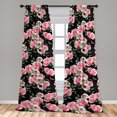 thumbnail image 4 of Ambesonne Skulls and Roses Curtains, Gothic and Flowers, Pair of 28"x63", Pink Laurel Green and Black, 4 of 5