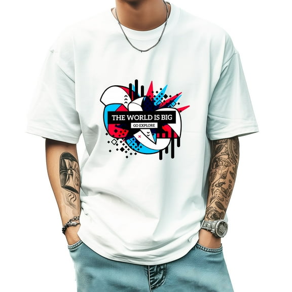 Graphic Tees for Men Summer New Print Casual Tee Fashion Trend Sports Shirt Select