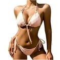 thumbnail image 2 of Babysbule Women's Bikini Sets Swimsuit Summer Solid Color Swimwear Two-piece Slim Lace Up Swimsuit Bikini Straped Bathing Suit, 2 of 8