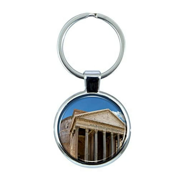 Rome Pantheon Keychain with Epoxy Dome and Metal Keyring