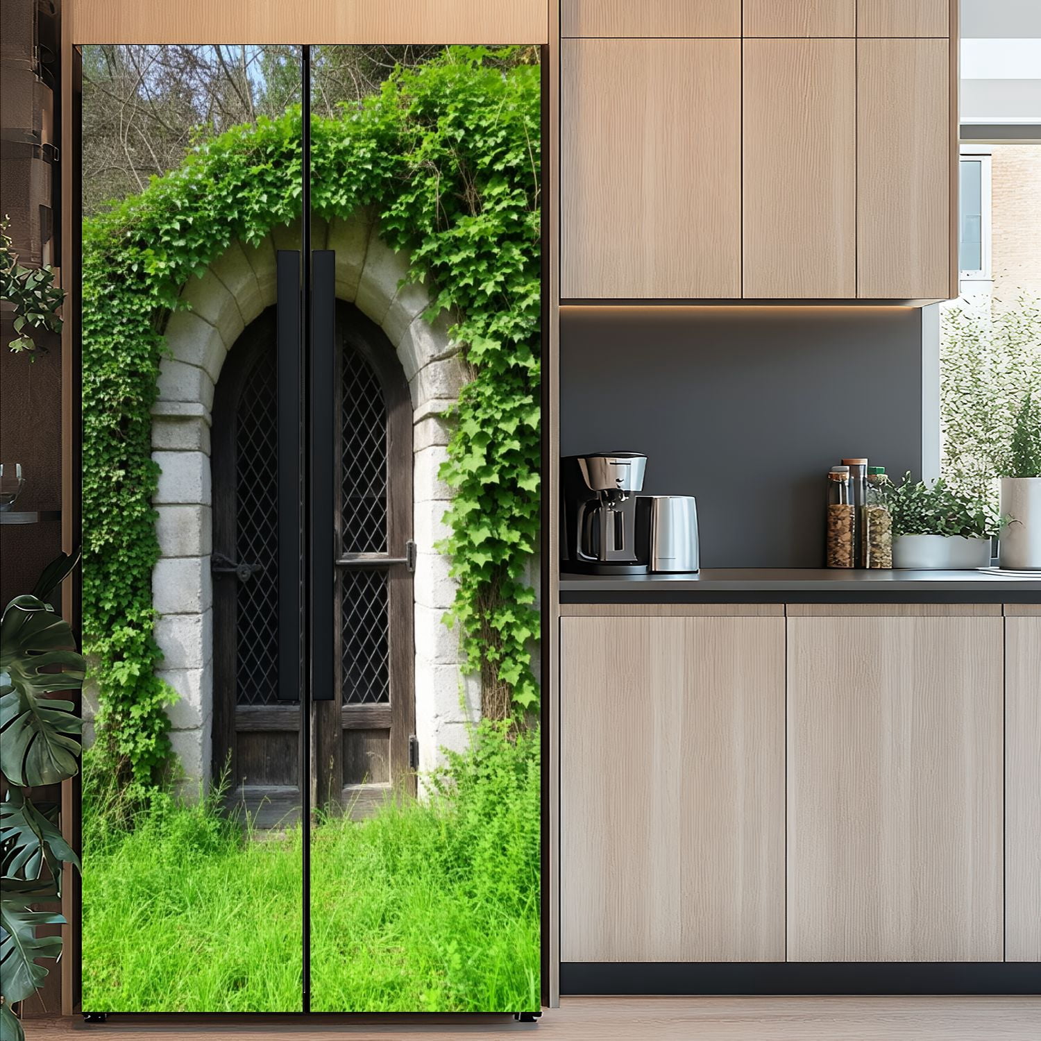 Self Adhesive Vinyl Refrigerator Wrap Set Door wine cellar Door Mural Removable Fridge Sticker Peel and Stick&nbsp;Full Door Cover Decal Kitchen Bar Decor