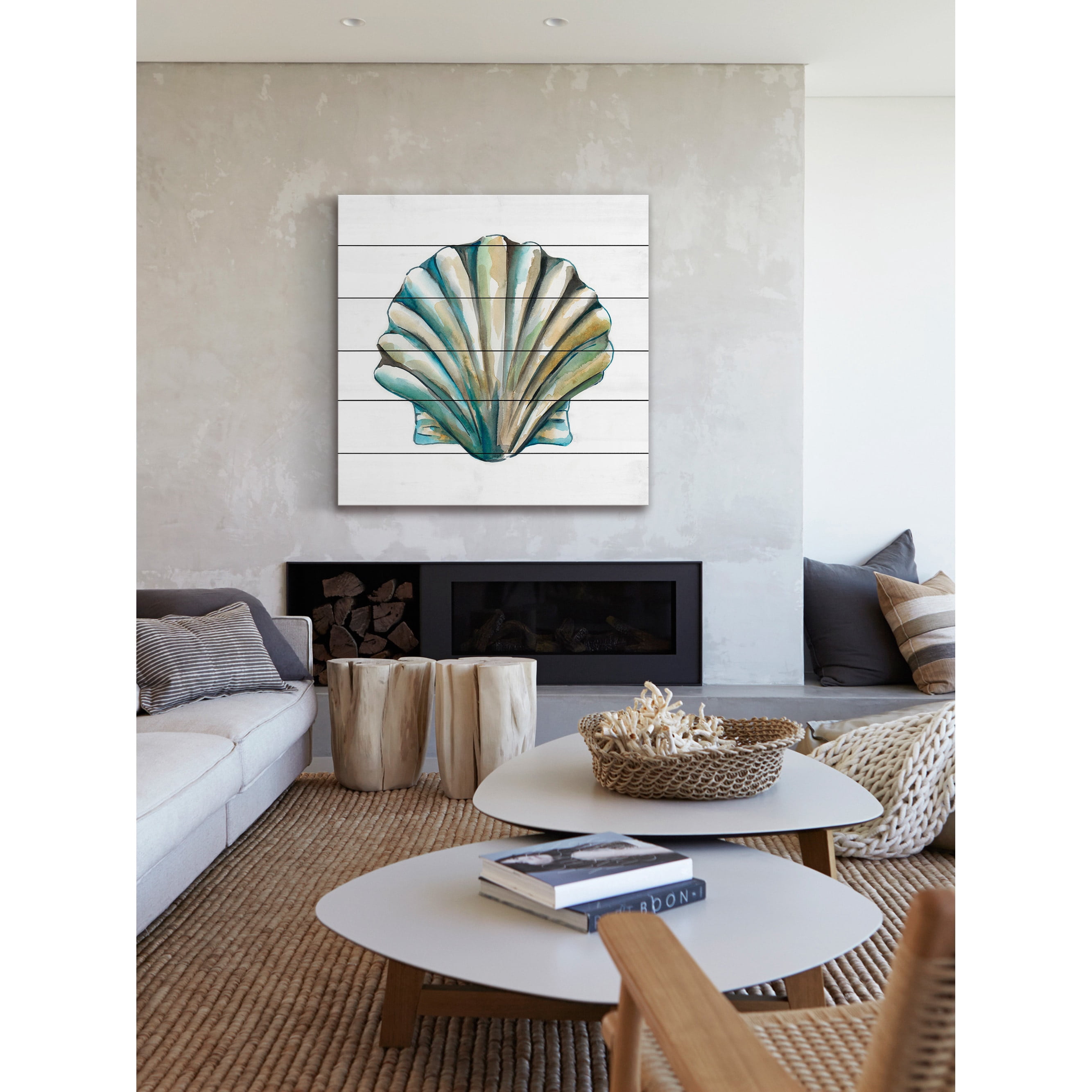 Marmont Hill "Aquarelle Shells VI" Painting Print on White Wood