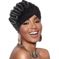 thumbnail image 2 of Audhol Womens Hats Fashion Women Cancer Head Hat Cap Ethnic Bohemian Floral Hair Cover Wrap Turban Headwear Turban Cap for Ladies Silk Bonnet Black One Size, 2 of 6