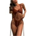 thumbnail image 1 of Traje de baño de bikini de una pieza con camiseta sin mangas hueca sólida a la moda de verano para mujer Fridja  nalpqowj52309, 1 of 9