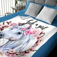 thumbnail image 2 of Personalized Horse Lover Blanket with Custom Name Just A Girl Who Loves Horses Blanket Throw, Flannel Fleece Micro Lightweight Soft Cozy for All Season in Home Bed Sofa Chairs Dorm 60"x50" for Teens, 2 of 6