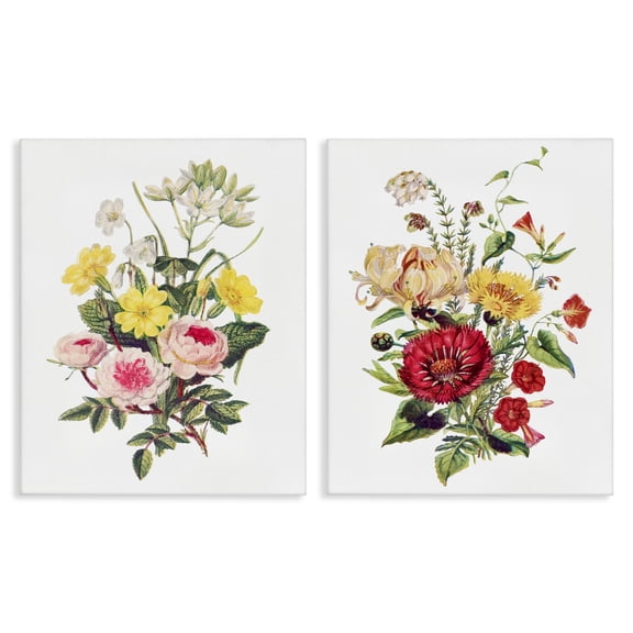 Mixed Flower Bushels 2 Piece Canvas Wall Art Set, design by Lettered and Lined