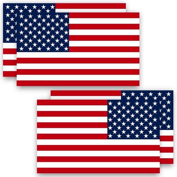 ANLEY 5" X 3" American US Flag Decal 4Pcs (2 Forward & 2 Reversed) - Patriotic Stars Reflective Stripe USA Flag Car Stickers - Support US Military - 4 Pack Set