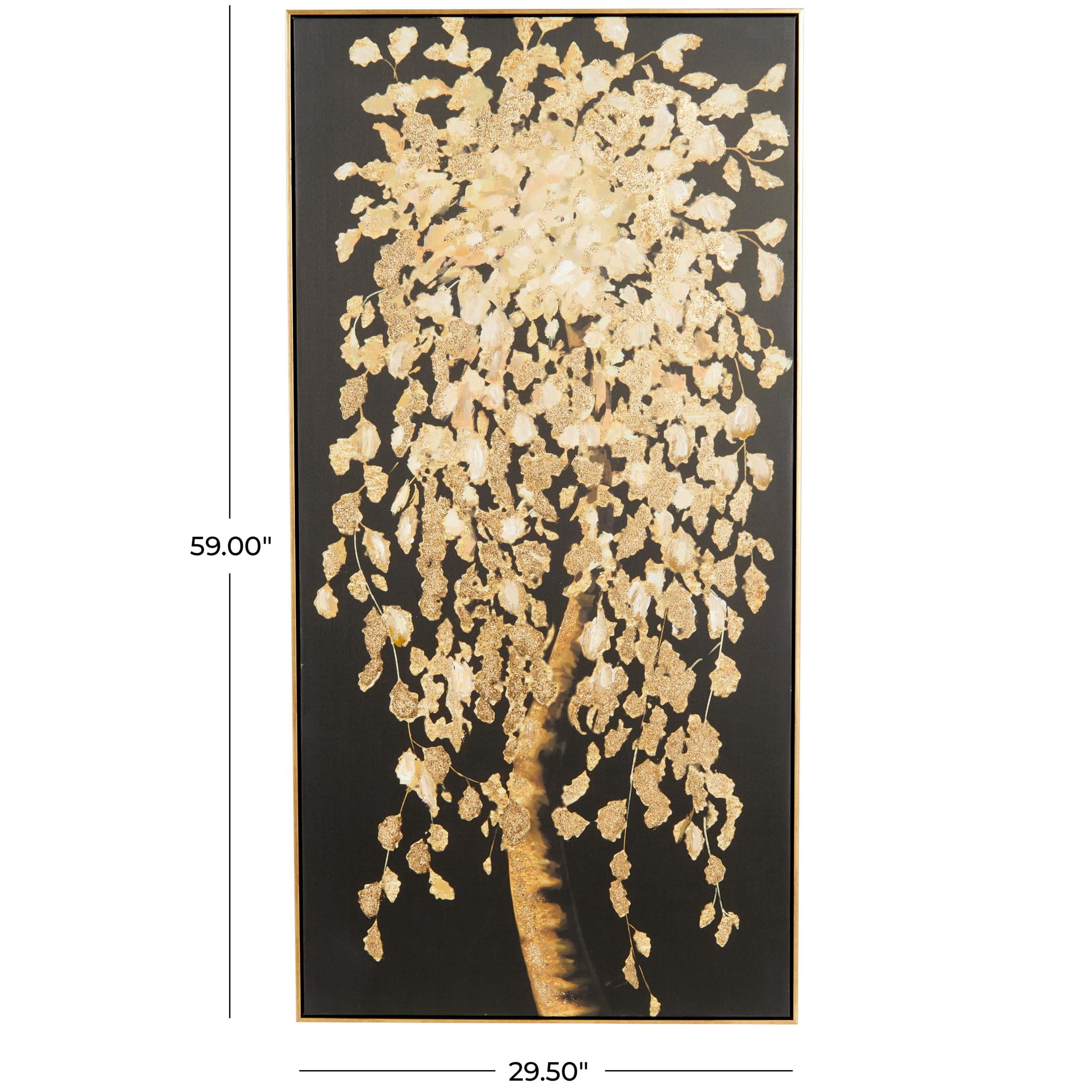 30" x 59" Tree Framed Wall Art with Gold Foil Accents, by DecMode