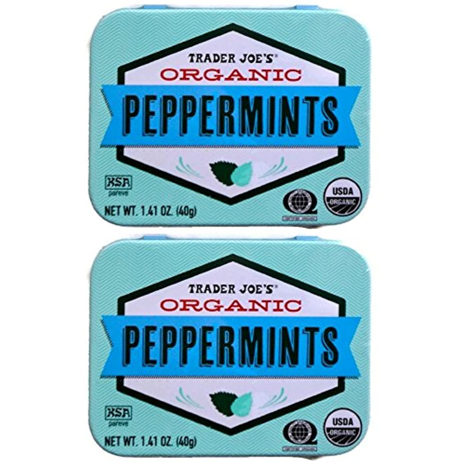 TJ Organic Peppermints, 1.41 Oz Tin (Pack Of 2)