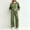 Green, variant on Qiggri Women's 2 Piece Set Color Block Crew Neck Sweatshirt Elastic Waist Wide Leg Pants Lightweight Co‑Ord Tracksuit with Side Pockets for Coffee Run Daily Errands L