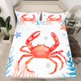 thumbnail image 2 of Homewish Red Crab Teen Full Size Sheets, Cartoon Ocean Coral Bed Sheets, Kawaii Starfish Animal Sheet Sets, Microfiber Bedroom Decor, 4-Piece, 2 of 7