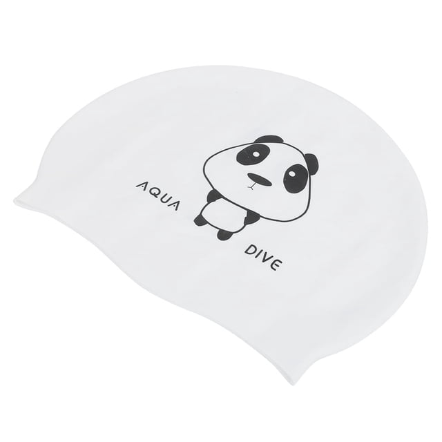 2Pcs Silicone Swimming Cap Hat Cartoon Cute Universal Type for Children Woman Manpanda pattern,