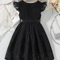 thumbnail image 5 of Fgnfyis Toddler Princess Dress Lace Puff Sleeves Front Zipper Elegant Summer Casual Party Toddlers Girls Summer Dress Black 4-5 Years, 5 of 9