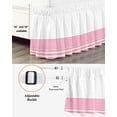thumbnail image 3 of Pink Striped Wrap Around Bed Skirts for Queen Bed 18" Drop, Bed Skirt with Adjustable Elastic Belt Dust Ruffle Bed Valance for Bedroom Hotel Luxury Modern Farmhouse Stripes Bed Frame Cover, 3 of 7
