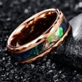 thumbnail image 3 of 8mm Abalone Shell Tungsten Rings for Unisex Rose Gold Wedding Bands Size 7-14, 3 of 5